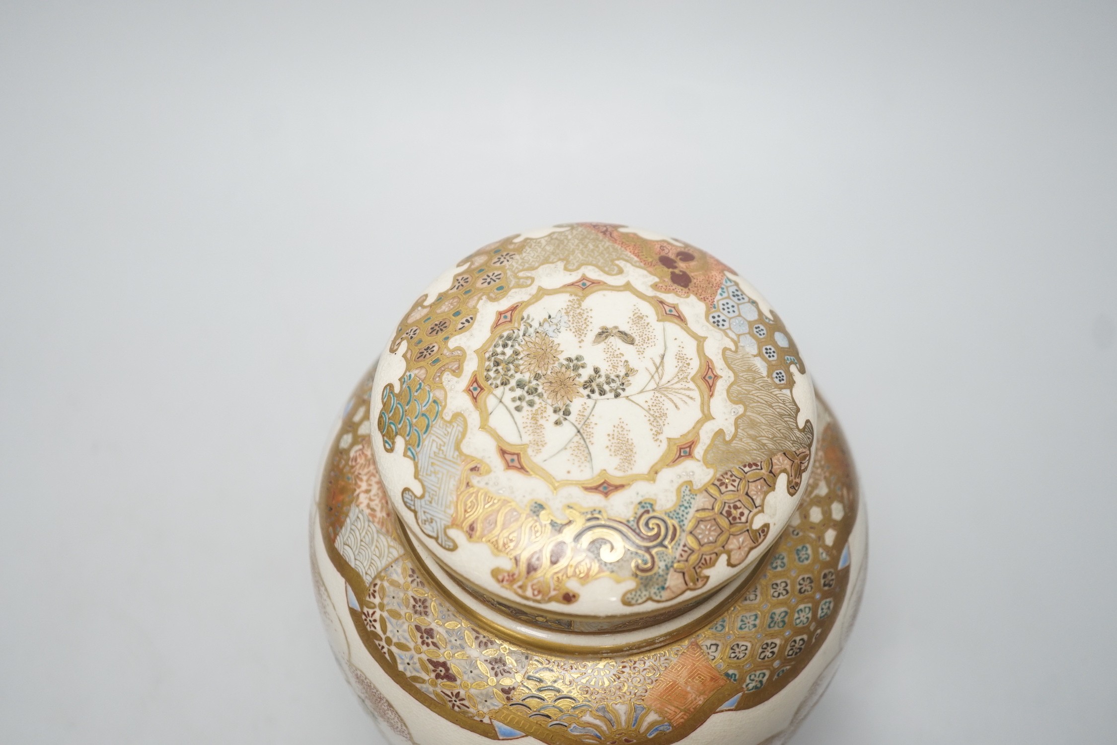 A Japanese Satsuma pot pourri jar and cover, Meiji period, 22cm tall